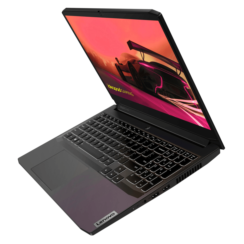 Side view of the Lenovo IdeaPad Gaming 3 budget gaming laptop with ports