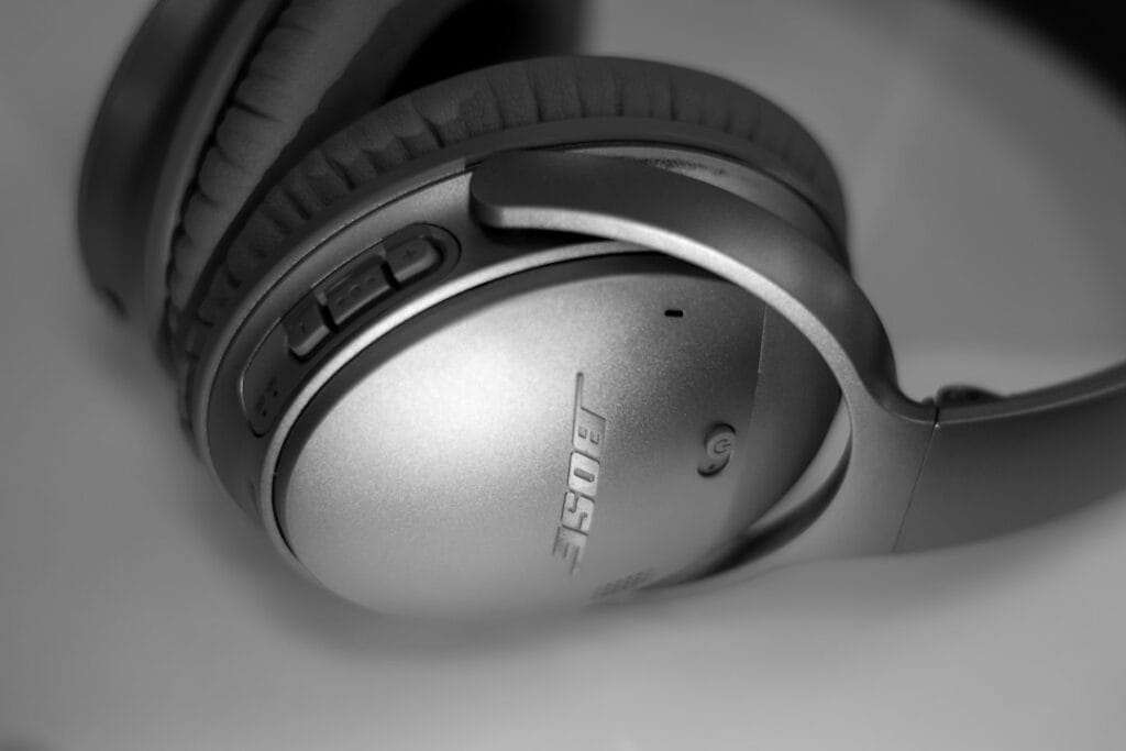 Grey Bose wireless headphones