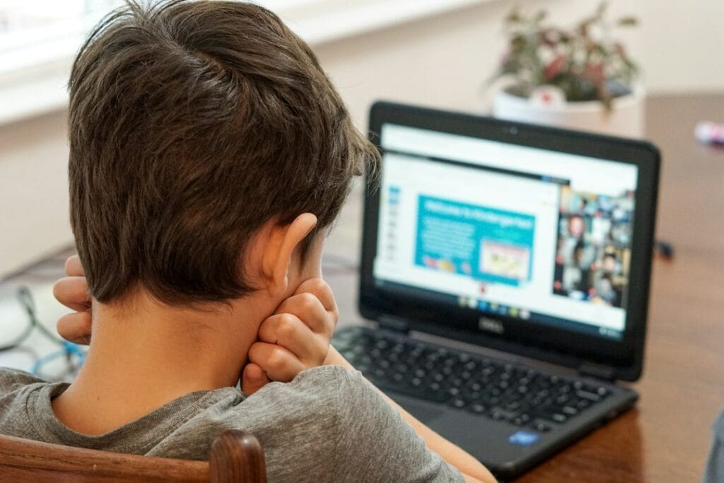 Boy using a laptop