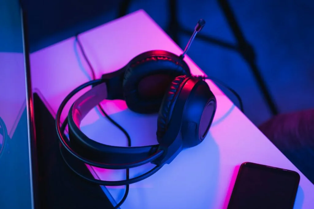 Gaming headset on a desk